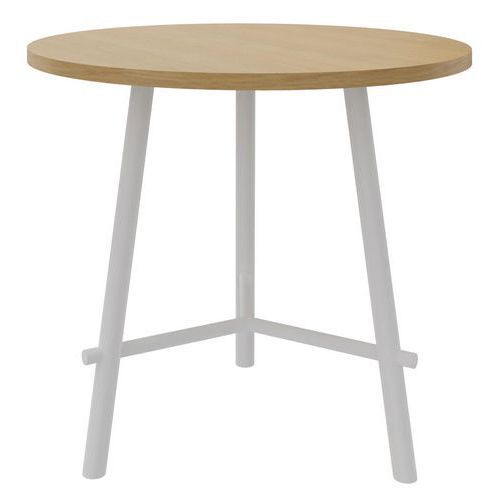 TABLE RESTAURATION CLARA - Ø80CM - H 735 CM - CHÊNE - BLANC - EOL