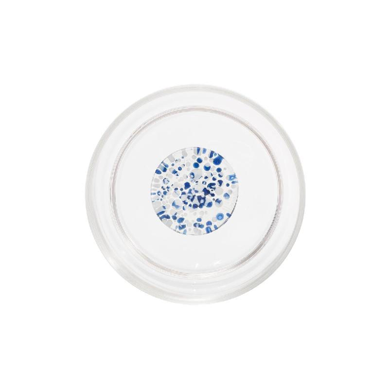 Teca Terrazzo Lot de 6 Gobelets en Verre Borosilicaté Bleu et Blanc, Design à Double Fond avec Décorations Artisanales Abstraites et Empilables - 8_0