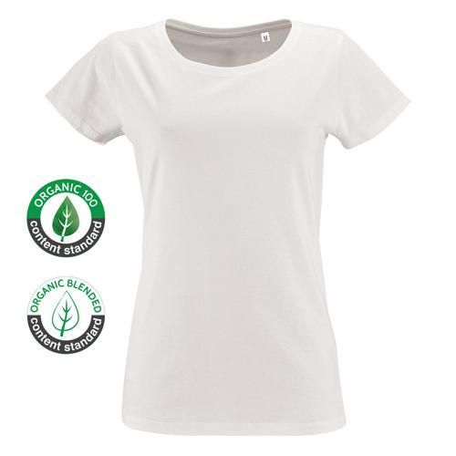 TEE-SHIRT PERSONNALISABLE BLANC FEMININ 155 GRS ORGANIC COTON BIO