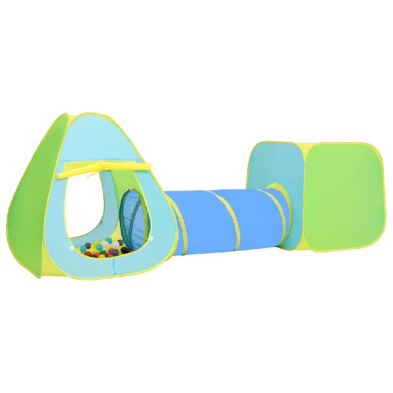 Tente de jeu pour enfants avec 350 balles multicolores - Design 3 en 1 avec tente cube, tipi et tunnel - Réf. 02_0005158_0
