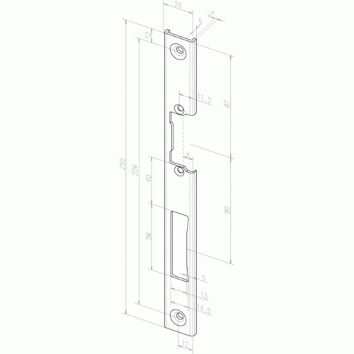 TÊTIÈRE LONGUE POUR GÂCHE ÉLECTRIQUE – INOX – GAUCHE – 391 EFF EFF