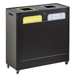 Rossignol - Meuble de tri 2x60L mobile TRIMOUV - noir métal 55450_0
