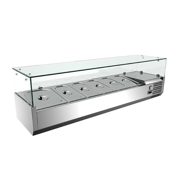 Vitrine réfrigérée à poser THV1400/330 - 1400 x 335 x 435 mm, capacité 6 bacs GN1/4, température +2°+8°C_0