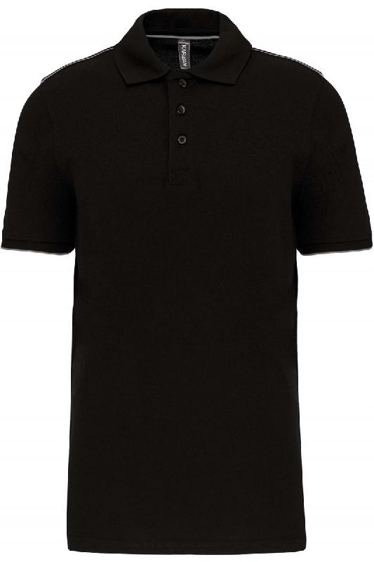WK Designed To Work Polo DayToDay contrasté manches courtes homme Black / Silver XL 65% Polyester | 35% Coton - XL 3663938183404_0