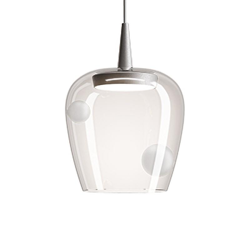 Zafferano Lampe à suspension Bilia 230V en verre borosilicaté soufflé à la bouche avec finition aluminium sablé LED 8W 3000K dimmable TRIAC - gri_0