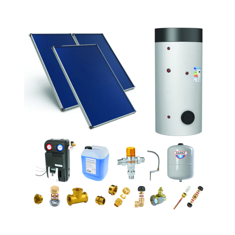 Astrea Pack C - CESI : 3 capteurs solaires fixation toiture plate + ballon ECS 300L double échangeur - Thermador - PSOLECSPDCP33TP_0