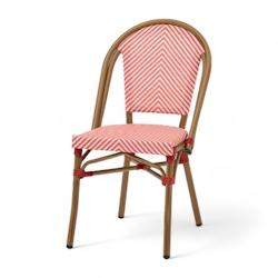 Bistromania Chaise de terrasse LAZARE - Textilène rouge et blanc - EA060_0