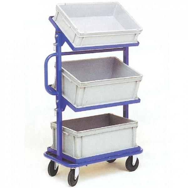 Chariot porte-bacs à supports inclinables - Avec bacs - Plateaux inclinables 15°/30° - Rolléco_0