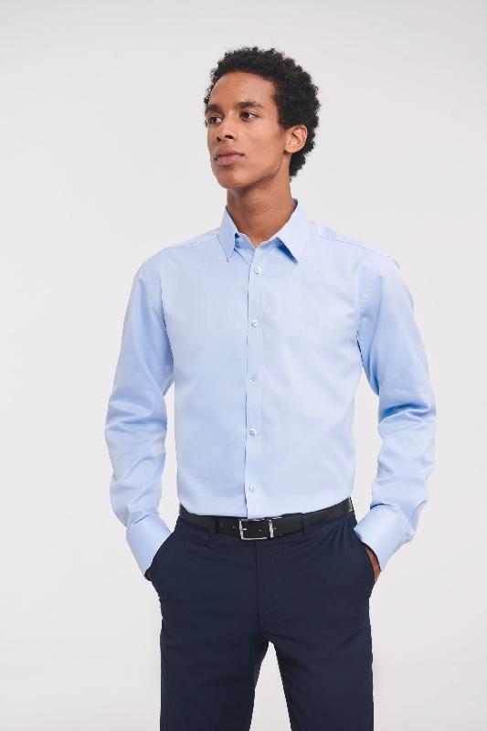 Chemise homme manches longues à chevrons - Russell - Réf: RU962M - Coupe ajustée - EasyCare - 130 g/m²_0