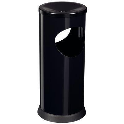 Combiné cendrier corbeille noir - ROSSIGNOL 58945 - acier poudré époxy, capacité 17,5L_0