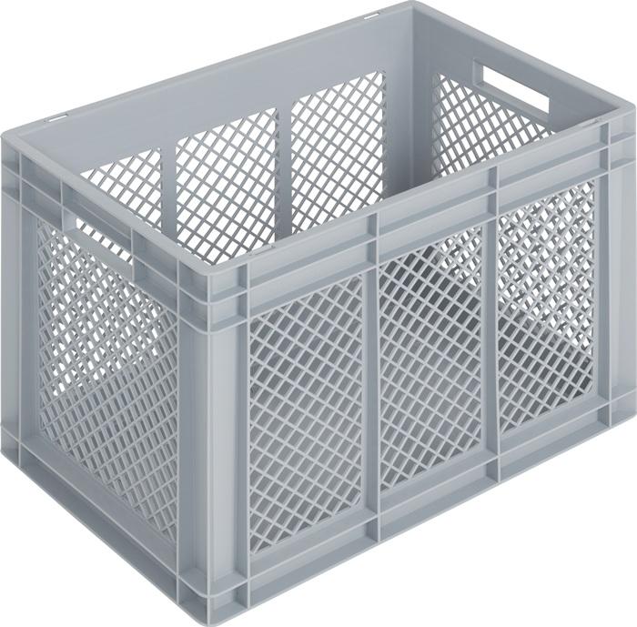 Conteneur de transport gerbables L600xl400xH420 mm gris PP poignée traversante parois latérales ajourées LOCKWEILER_0