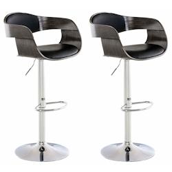 Décoshop26 - Lot de 2 tabourets de bar design scandinave en PVC noir et structure en bois gris 10_0004245 - gris 3000252006215_0