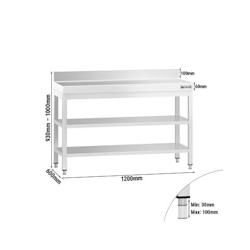 GGM Gastro Tables Inox de Travail Premium avec Dosseret et 2 étagères - Profondeur 600 mm - ATK126AZB - 4063326276319_0