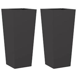 Helloshop26 - Jardinière bac lit surélevé plantes fleurs jardin terrasses lot de 2 35 x 35 x 75 cm acier noir 02_0038941 - 3000218030674_0