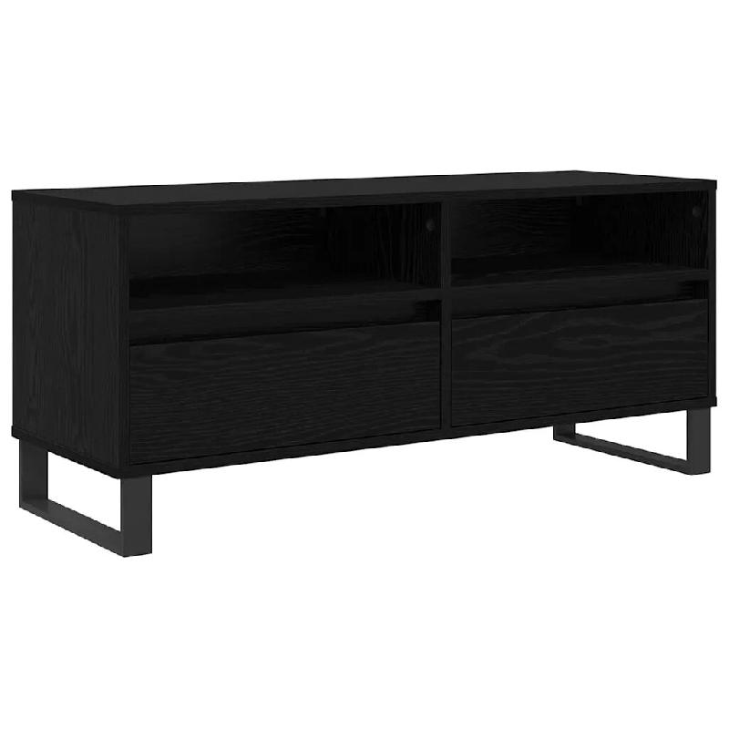 Helloshop26 - Meuble TV rectangulaire moderne avec tiroir et étagère 100 x 34,5 x 44,5 cm en bois chêne noir 02_0052747 - noir Bois massif 30002375_0