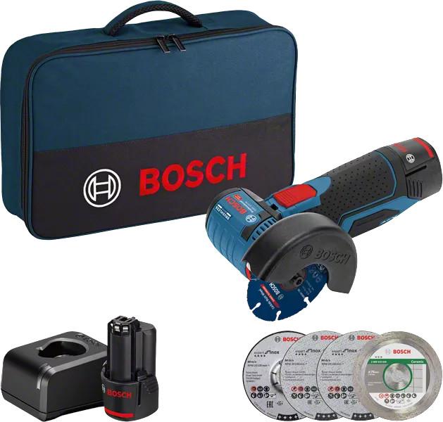 Meuleuse d'angle sans-fil BOSCH GWS 12V-76 Professional - 12V, 2 batteries 2Ah, chargeur, sac à outil soft bag - 850837_0