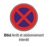 Panneau routier - Signalisation verticale type B6d - Arrêt et stationnement interdit - Formats de 450mm à 1250mm_0