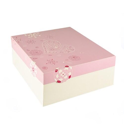 Papstar 15 boîtes à gâteaux, avec couvercle, carton carré 30 cm x 30 cm x 13 cm blanc/rose 