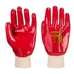 Portwest - Gants de protection contre les liquides en PVC avec poignet tricot Rouge Taille 8 - 5036146008070_0