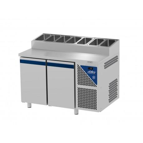 Table snack positive +4/+10°C - sans groupe logé - 396 L - 2 portes pleines - profondeur 800 mm - 600 x 400 - Dalmec PS802SG-2_0
