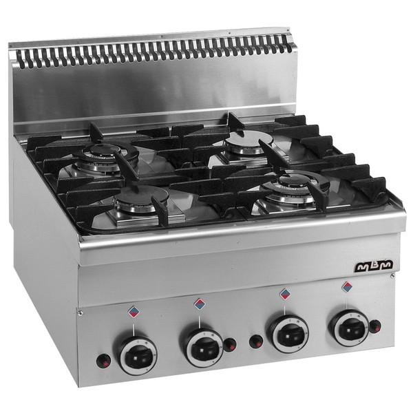 Cuisinière à gaz MBM gamme Minima - Top 4 feux en acier inoxydable avec brûleurs de 2,7 kW et 3,1 kW_0