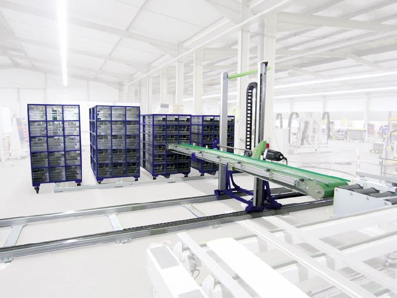 Transbordeur de déchargement automatique - stockage sur 4 chariots - pilotage par automate B&R_0