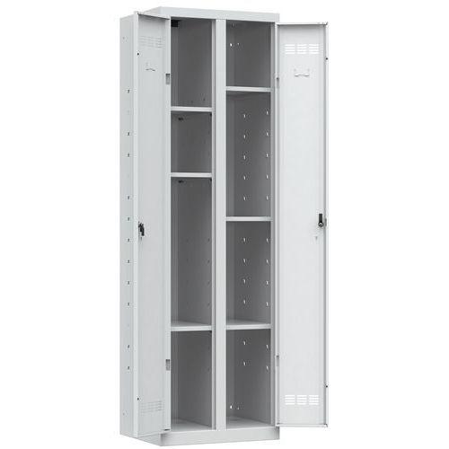 Vestiaire multiservices 2 portes - serrure - gris clair - fabrication française - 600x500x1980 mm_0
