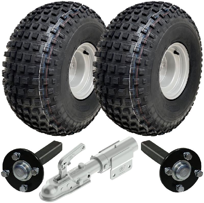 22x11.00-8 Knobby ATV Quad Trailer Kit Wheels Axles Swivel Hitch Max Load 310kgs_0