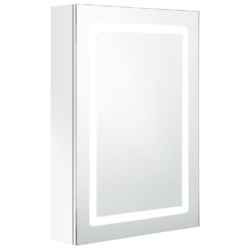 ARMOIRE DE SALLE DE BAIN À MIROIR LED 50 X 13 X 70 CM BLANC BRILLANT 02_0006580_0