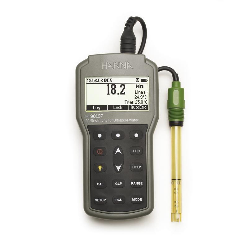 Conducti-/résistivimètre professionnel étanche pour eau ultrapure - HI98197 avec mesures précises et polyvalence_0