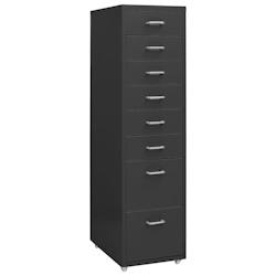 Décoshop26 - Caissons à tiroirs meuble de bureau sur roulettes 8 tiroirs 28 x 41 x 109 cm en métal anthracite DEC024554 - 3000254770343_0