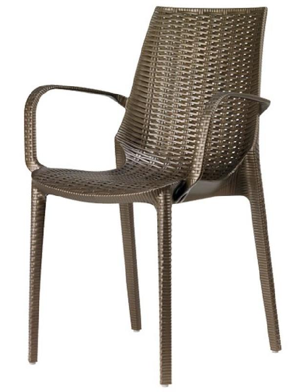 Fauteuil Lucrèce - polypropylène imitation tressé - disponible en lin, taupe, anthracite ou bronze_0