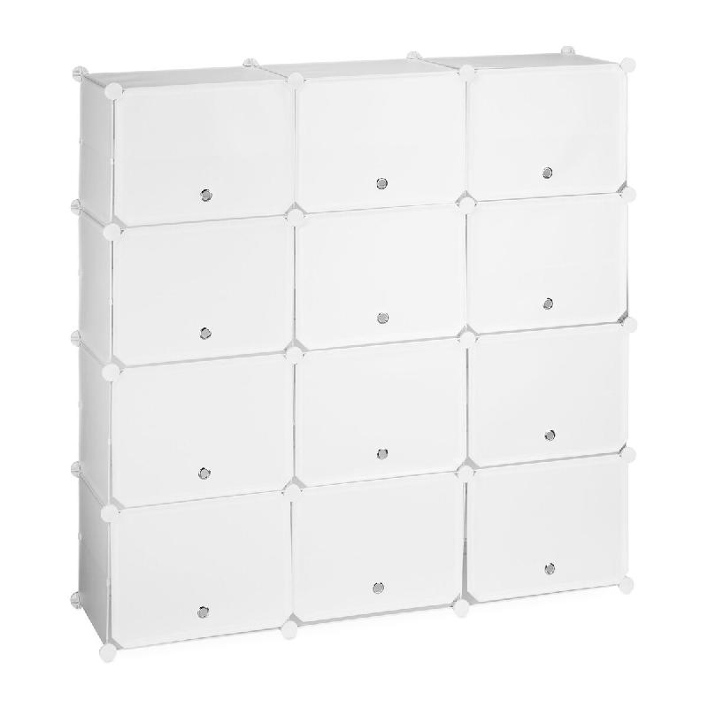 Helloshop26 - Étagère à chaussures modulable rangement optimal 24 compartiments 120 x 30 x 80 cm en plastique blanc 13_0011002 - blanc 3000245526706_0