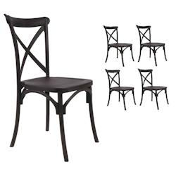 Kosmi Lot de 4 chaises noires style BISTROT en résine polypropylène - 3760301692201_0