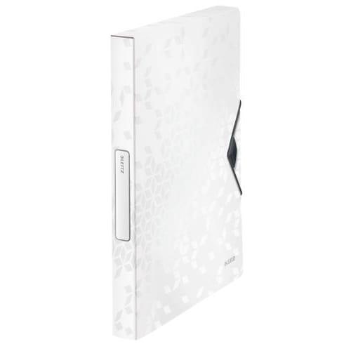 Leitz boîte de classement WOW en polypropylène - Dos 3 cm - Fermeture élastique - Coloris blanc_0