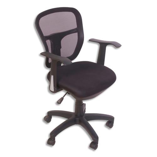 Siège phoenix assise tissu noir, dossier résille noir, mécanisme permanent, accotoirs fixes noir_0
