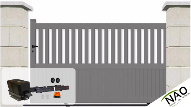 Portail coulissant à rail / simple vantail / en aluminium / motorisé_1