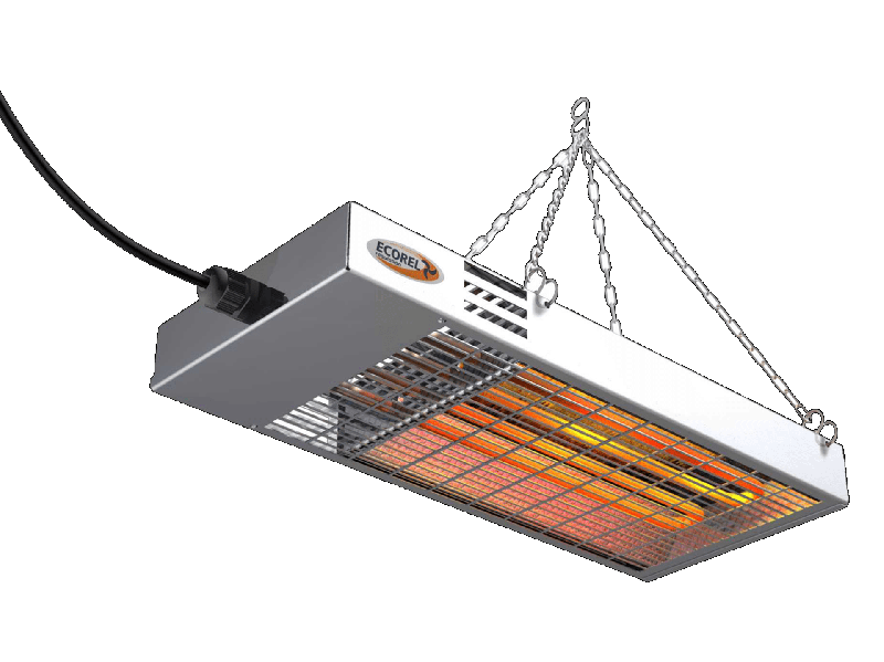 Radiant standard inox pour le chauffage de locaux d'élevage et ateliers - 400 à 2400 Watts - grille de protection et câble de 2,50 mètres - ECOREL_0
