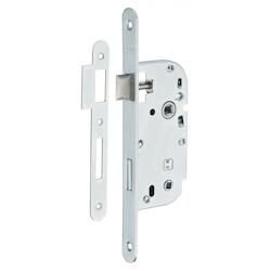 Serrure encastrable à condamnation pour salle de bain et toilette, axe 40mm, bouts ronds, zingué - THIRARD - gris 3150269111010_0