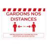 Signalétique Vinyle A4 - Gardons nos Distances - Texte Rouge Fond Blanc - Antidérapante et Lavable - h.210 x l.297 mm - Réf.494062_1