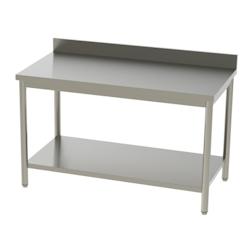 Table inox adossée + étagère basse - L 1600 x P 700 mm - inox TAE7-16_0