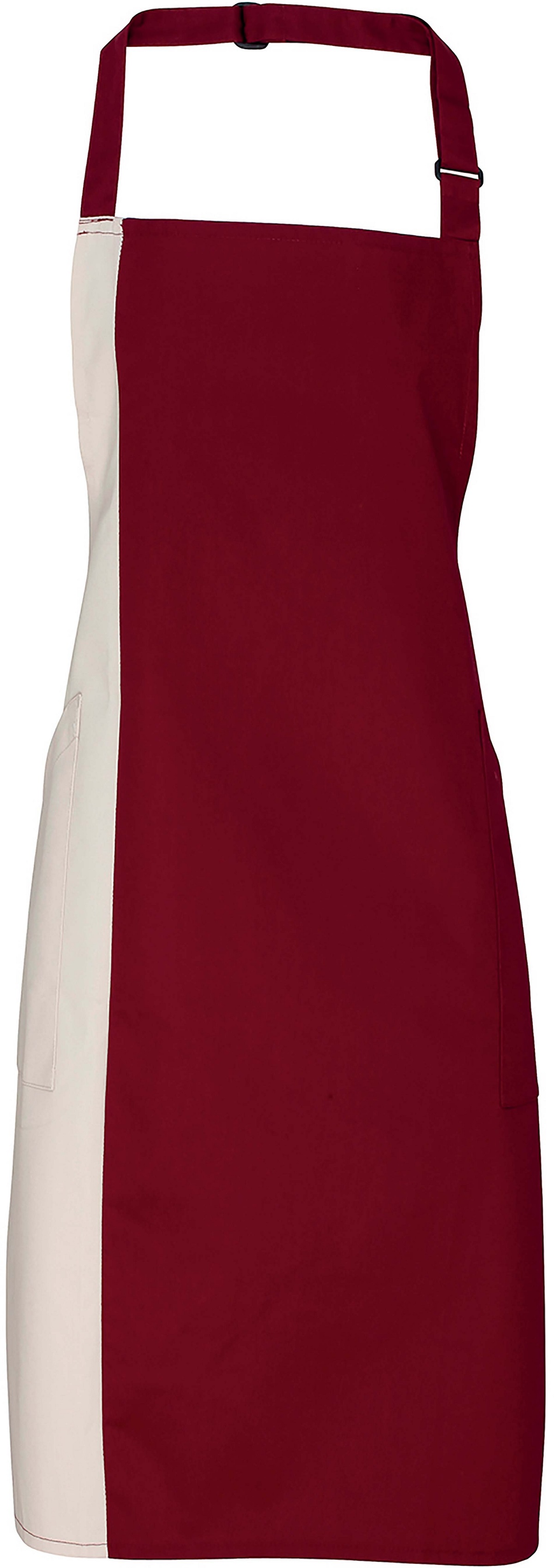 Tablier long à bavette bicolore - plusieurs coloris disponibles - modèle PR162 - polyester et coton twill_0