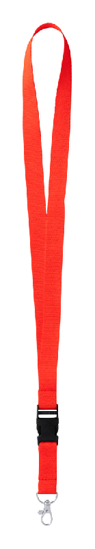 Tour de cou en polyester - avec mousqueton amovible en métal - couleur rouge - 16g_0
