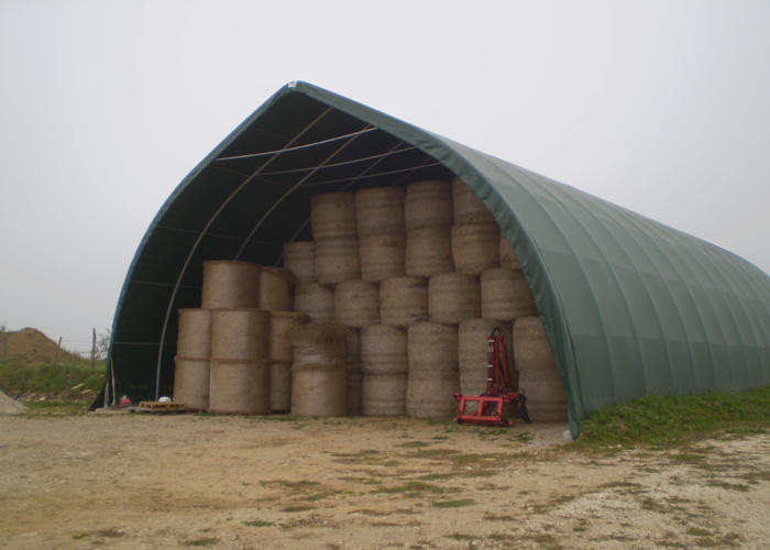 Tunnel de stockage cathedrale / ouvert / structure en acier / couverture en pvc / avec fondation_0