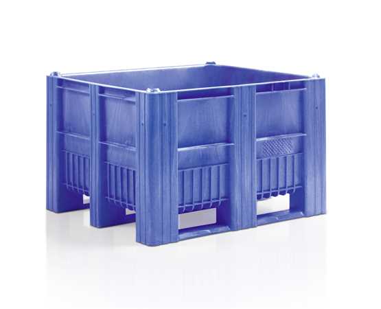 Caisse-palette plastique monobloc bleu foncé 1000 x 1200 - CPP1012/CB3/BF - robuste et résistante aux chocs_0