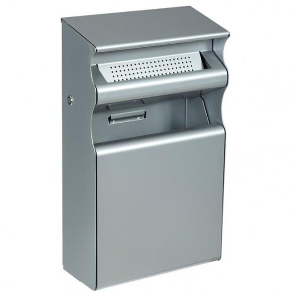 Cendrier poubelle mural gris métal - 15L - idéal pour zones fumeurs - Marque Rolléco_0