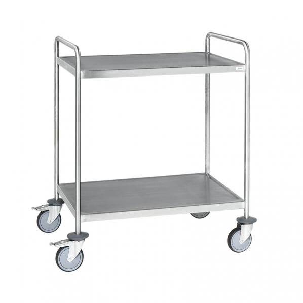 Chariot inox soudé C3 avec 2 tablettes et poignées sur le dessus - KONGAMEK - Acier inoxydable classe 3_0