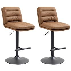 CLP Lot de 2 tabourets de bar Damar en similicuir Marron clair/Noir - marron polyester 325682_0
