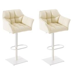 CLP Lot de 2 tabourets de bar Damaso similicuir Crème/Blanc - beige polyester 314924_0