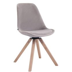 Décoshop26 - Chaise de salle à manger x1 chaise visiteur assise pivotant à 360° en velours gris piètement en bois carré clair 10_0003505 - gris_0